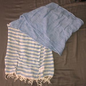 Light Blue & White Linen Scarf